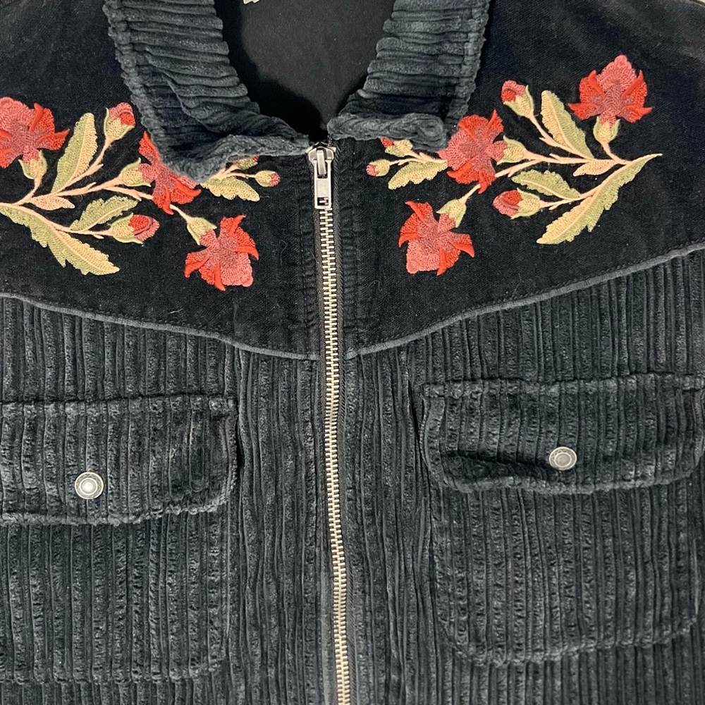 Free People Corduroy Embroidered Jacket Small BoHo Chick Vintage Inspired - Picture 3 of 9
